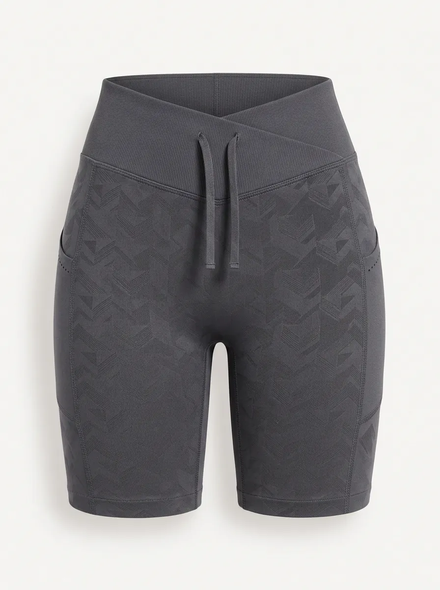 Women's Athletic Fitness Geometric Pattern Printed Yoga Shorts