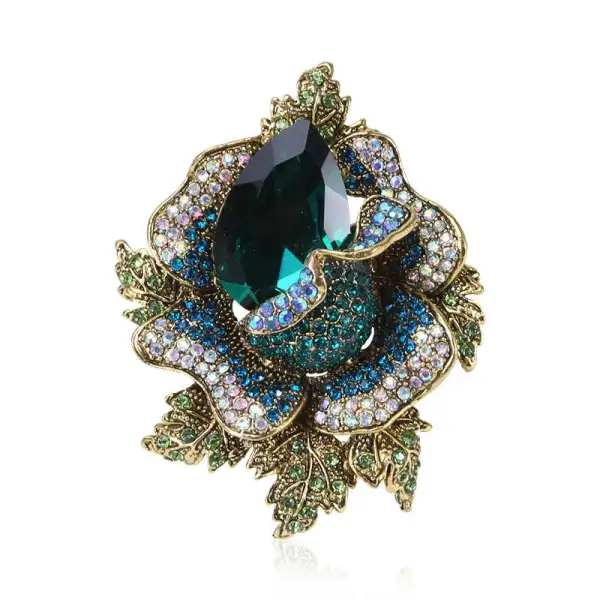 Crystal Flower Lapel Brooch