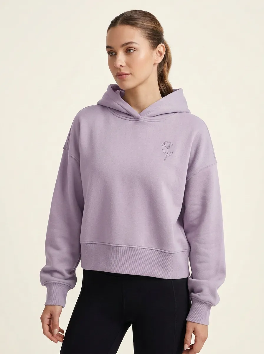 Women's Casual Minimalist Flower Line Art Printed Hoodie