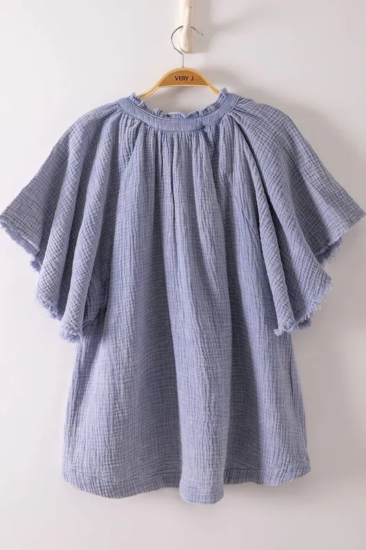 Mineral-Washed Gauze Blouse