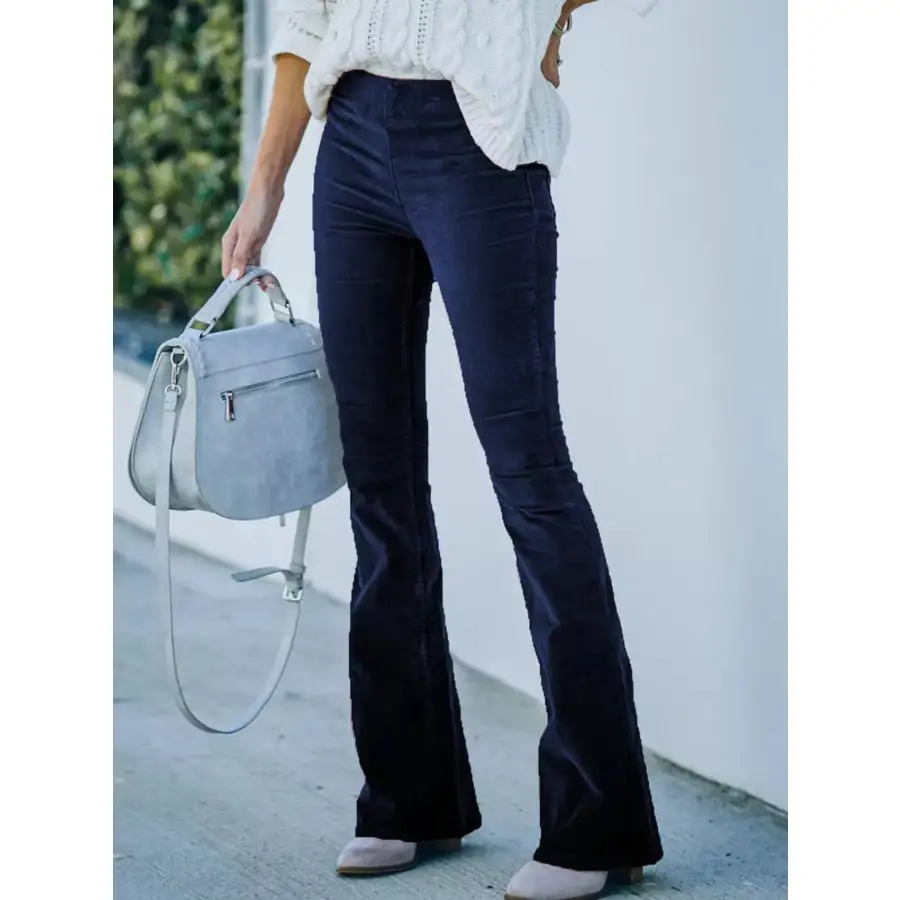 Full Size Corduroy Flare Pants Plus Size