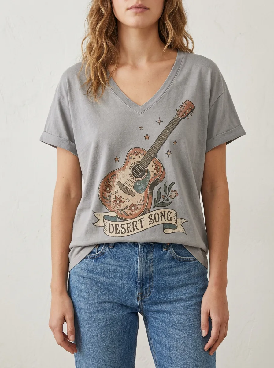 Floral Desert Western Women's V-Neck T-Shirt