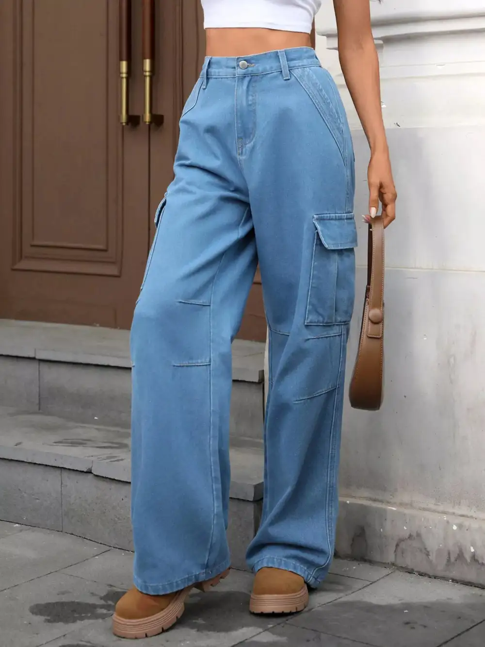 Polished Cargo Denim Jeans