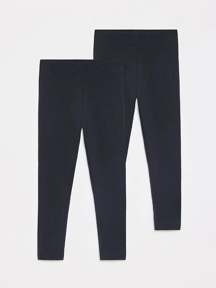 Navy Cotton Rich Girls School Leggings 2 Pack