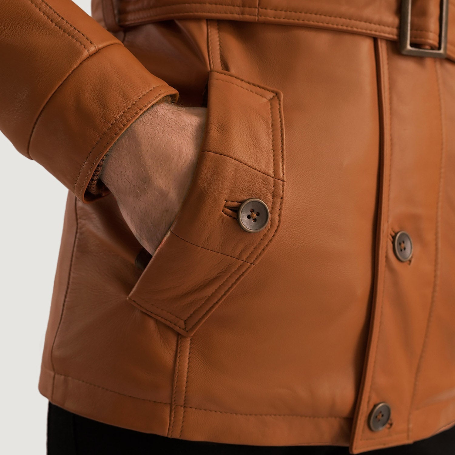 Men's Classic Leather Fur Trim Jacket