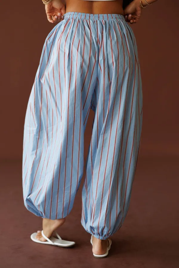 Balloon Striped Wide-Leg Pants