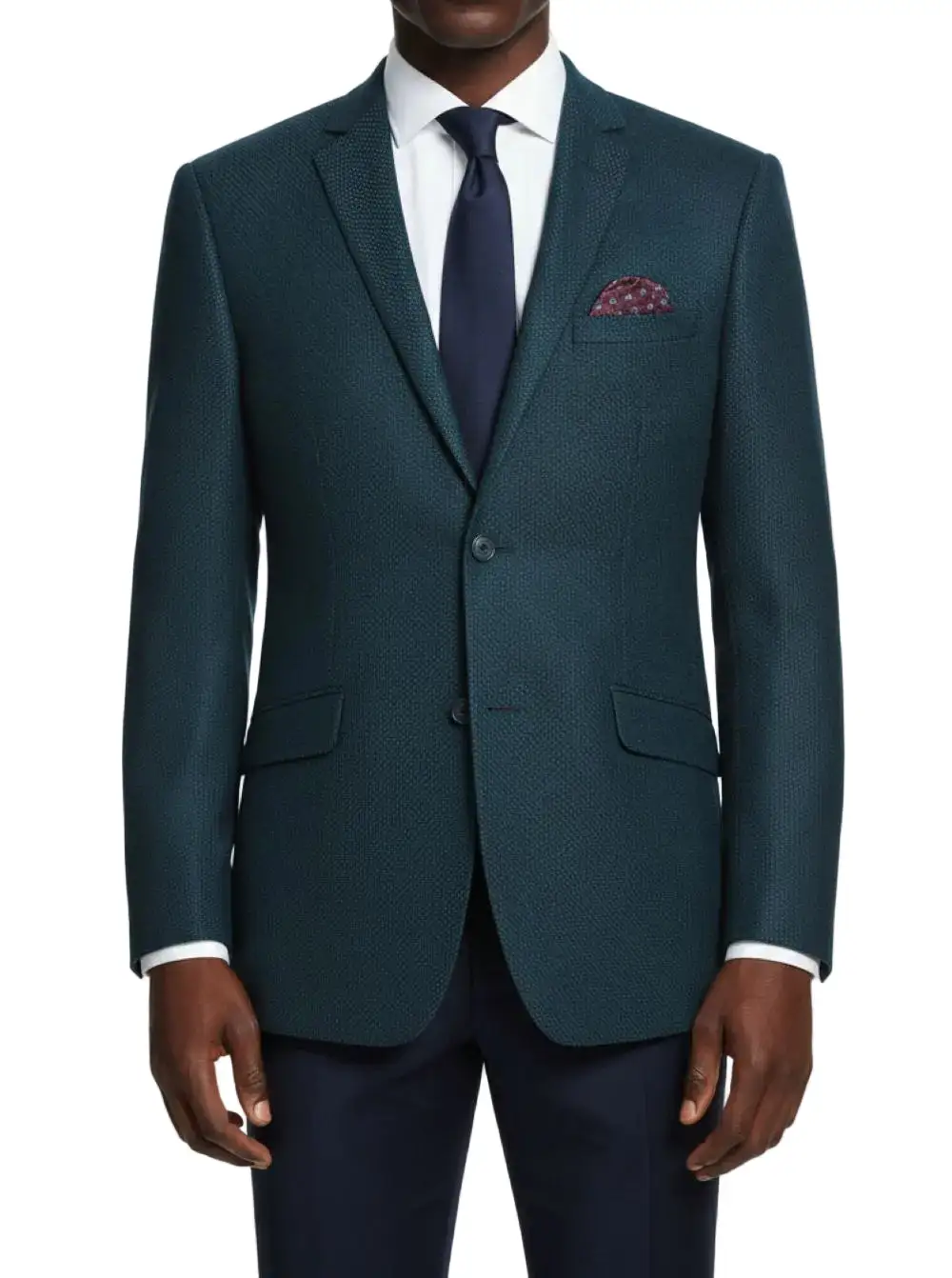 Emerald Green Slim Fit Wool Notch Lapel Side Vents Blazer