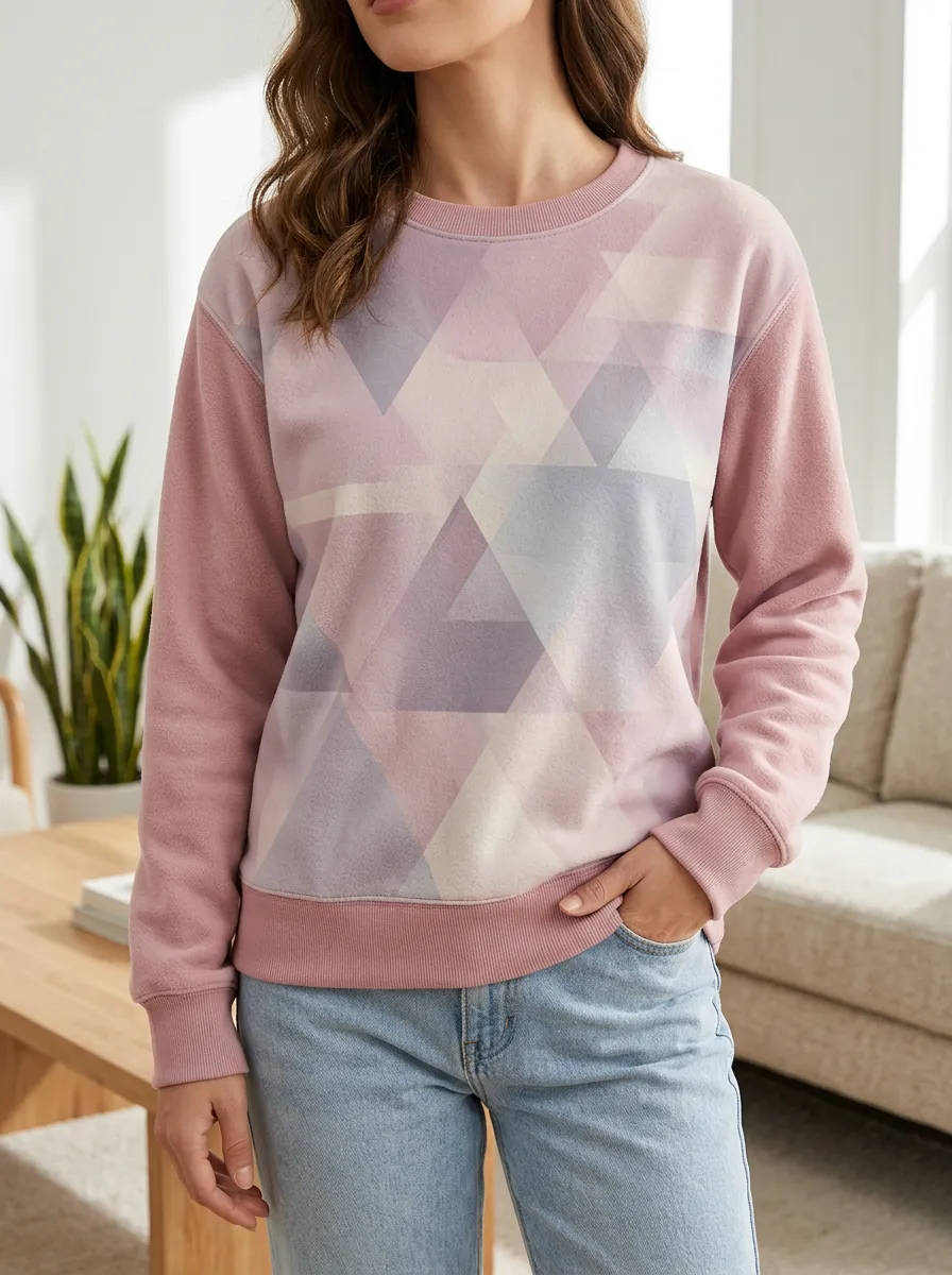 Women's Dusty Geometric Print Crewneck Sweatshirt