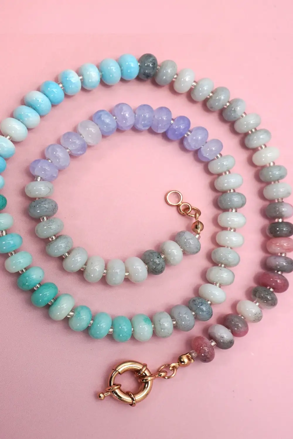 Natural Stone Glass Bead Necklace