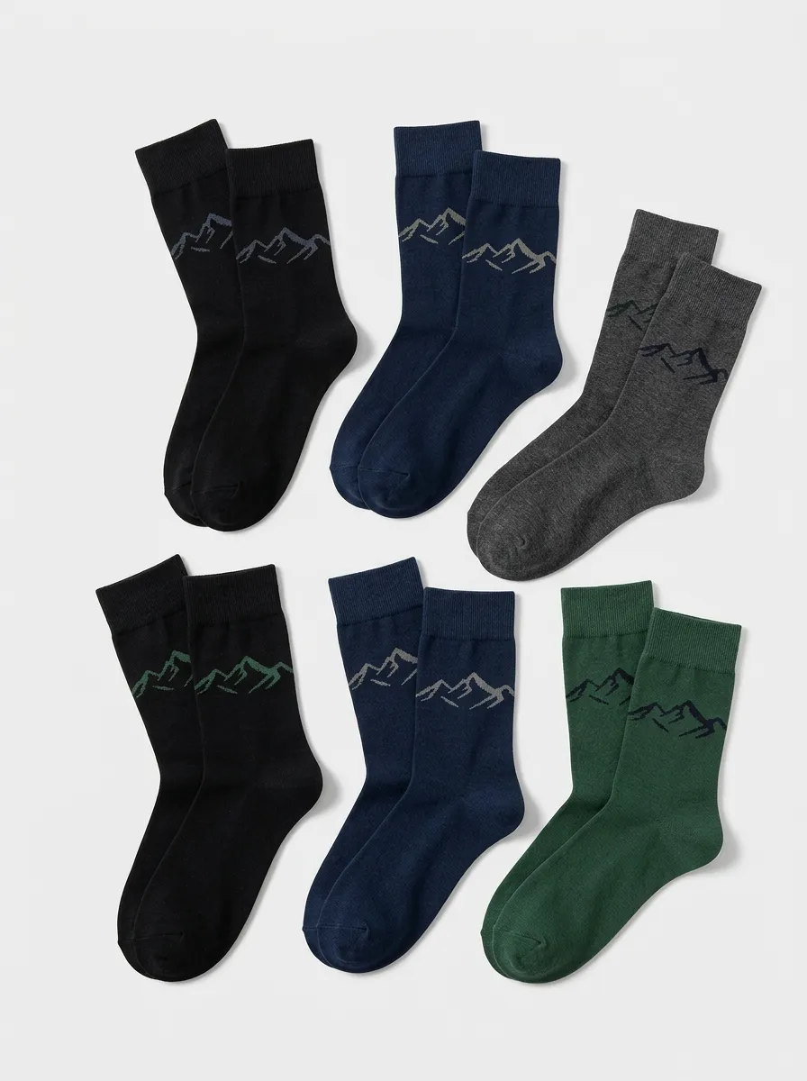 Men's Mountain Range Graphic Crew Sock Set