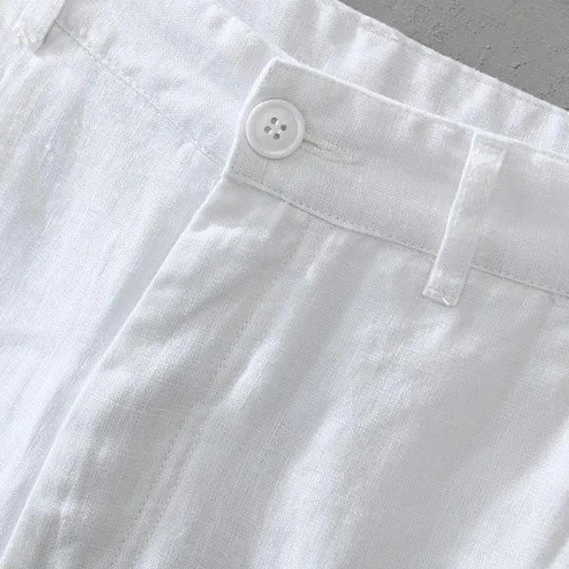 Drawstring Linen Blend Shorts
