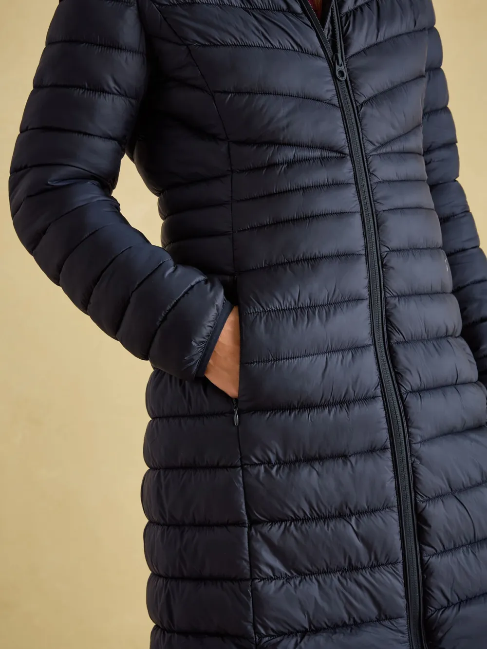 Navy Showerproof Long Padded Coat