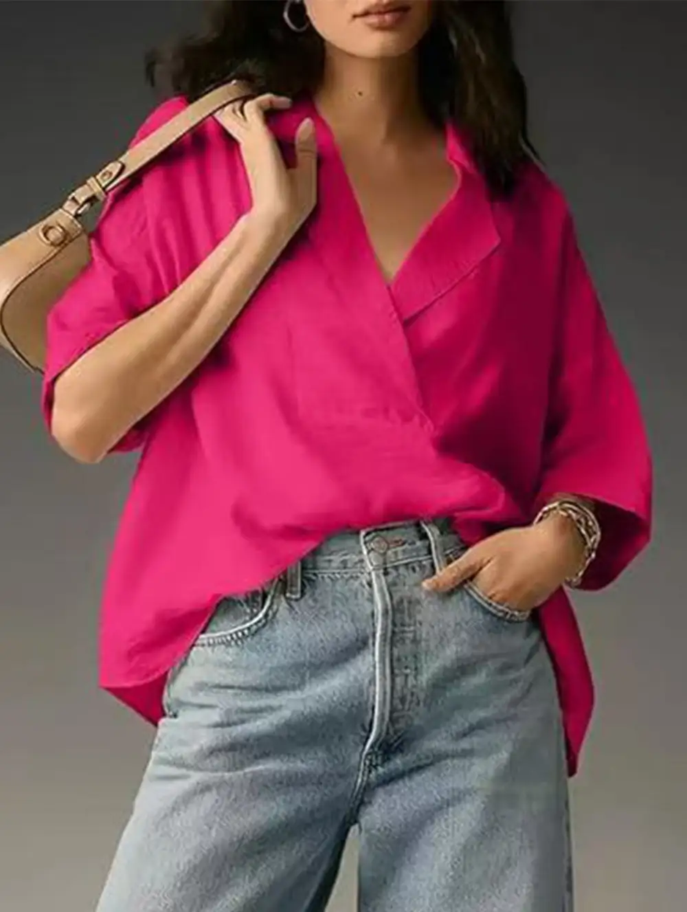 Textured Short Sleeve Lapel Shirt