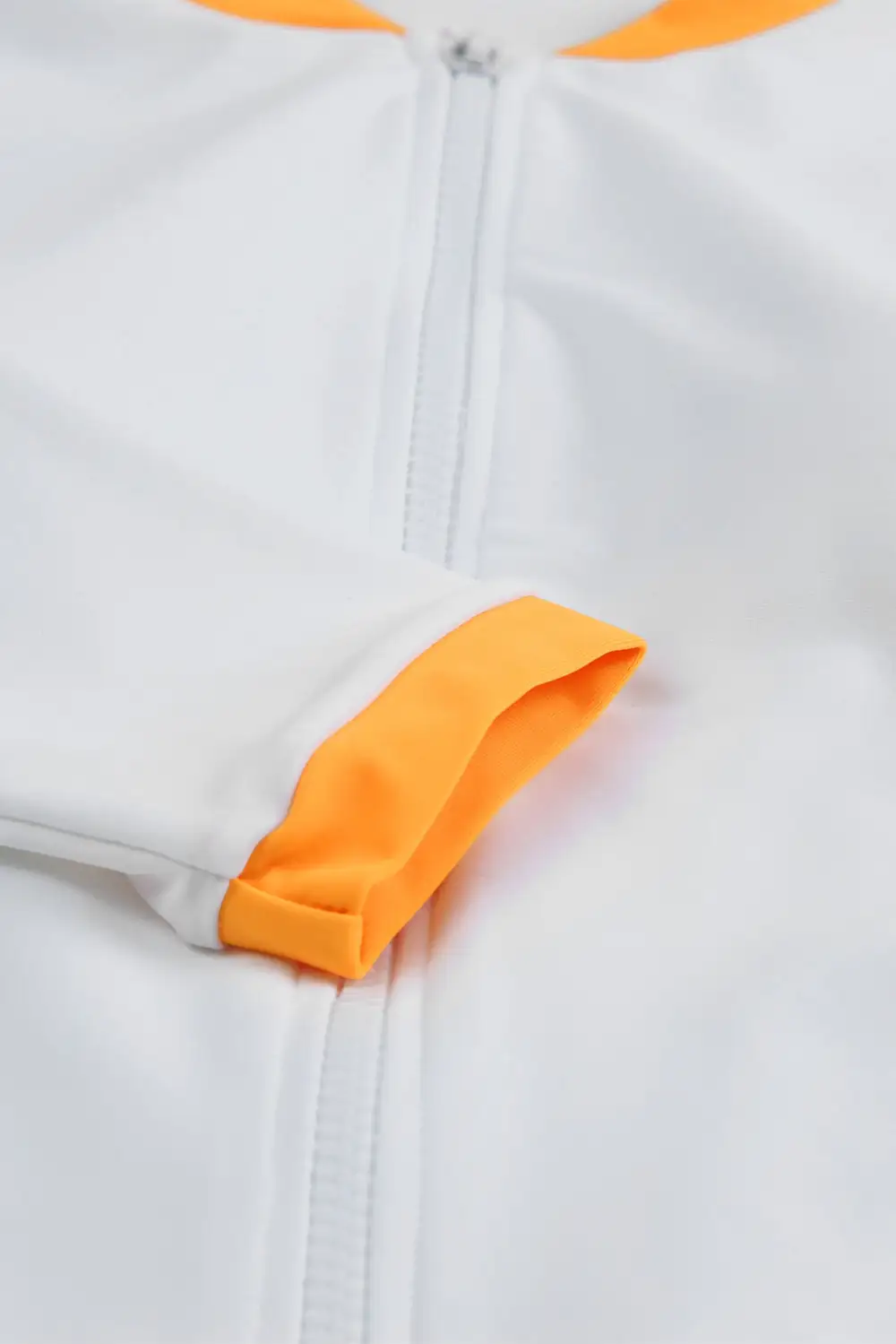 Swimwear Colorblock Trim Zip Front Long Sleeve Rash Guard Swimsuit