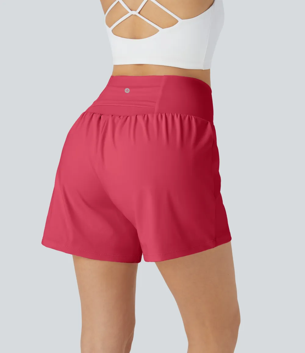 2026🔥 UK Super High Waisted Back Pocket & Side Hidden Pocket 2-in-1 Yoga Shorts