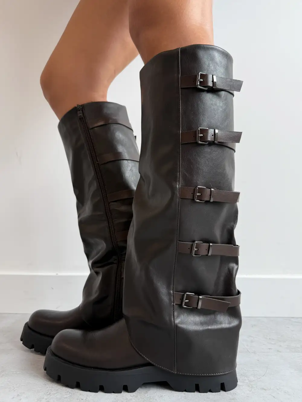 Chunky Buckle Casual Boots