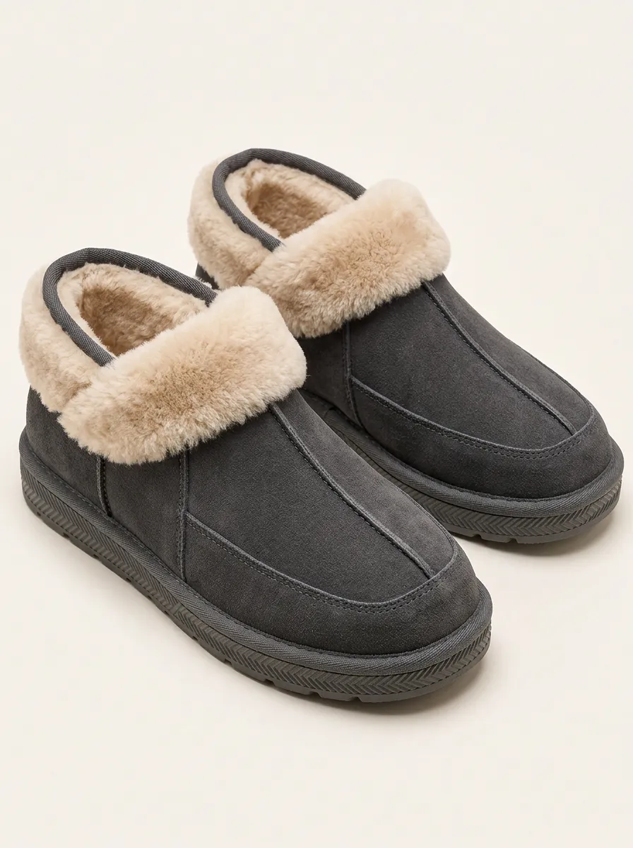 Faux Fur Lined Slippers with a Comfortable Shape