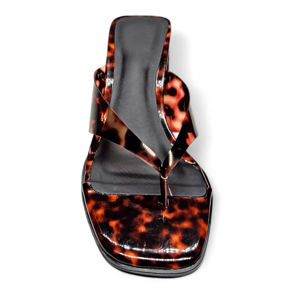 Luxe Patent Thong Block Heel Sandal
