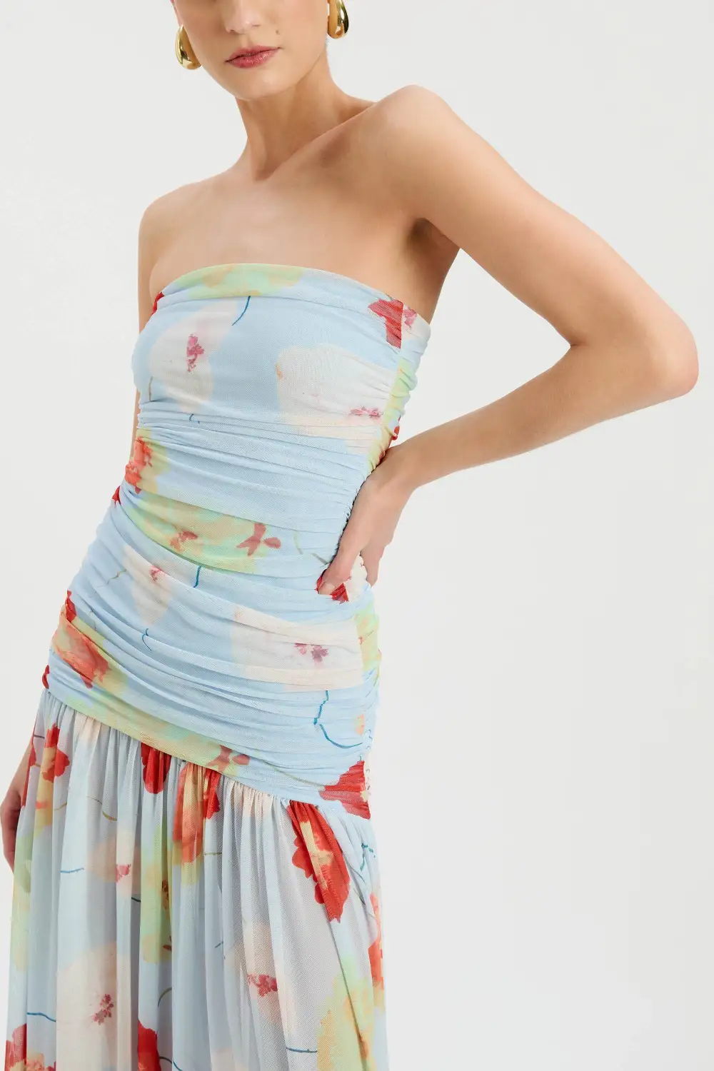 Mesh Printed Maxi Dress