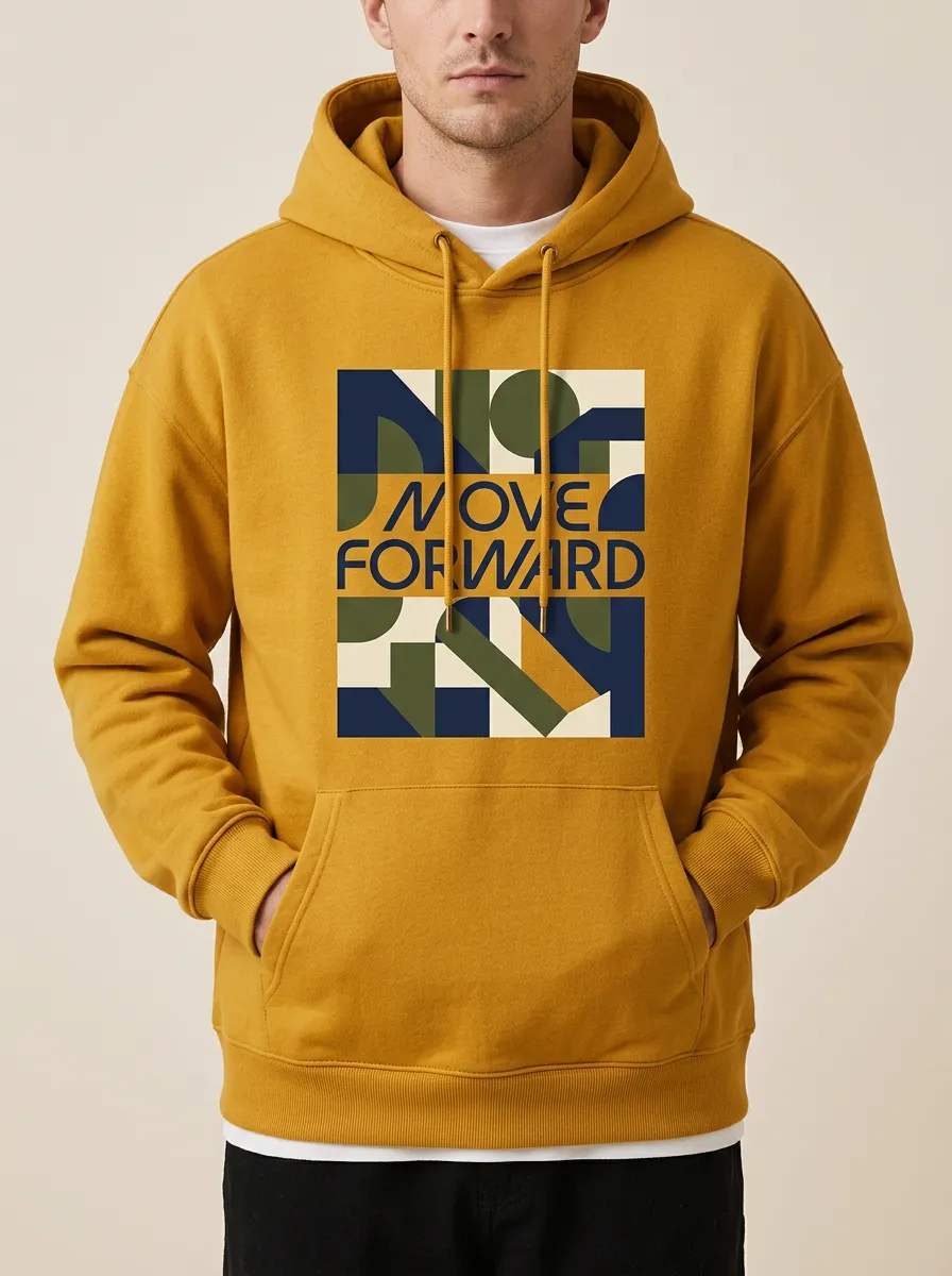 Men's Geometric Graphic Ribbed Cuff Hoodie