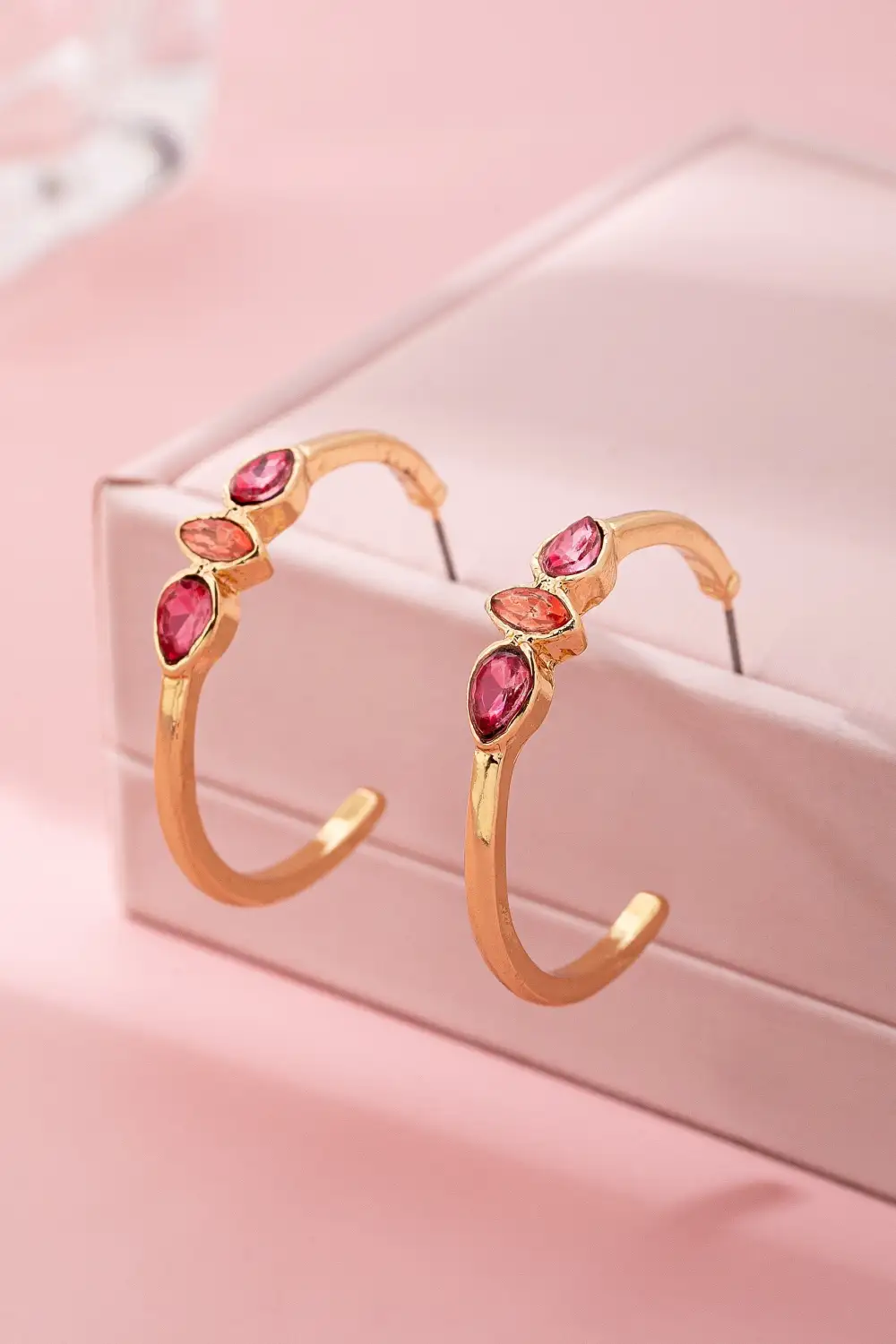 Fuchsia Marquise Crystal Hoop arrings