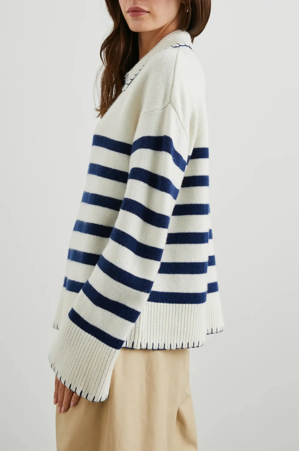 Classic V-Neck Striped Sweater