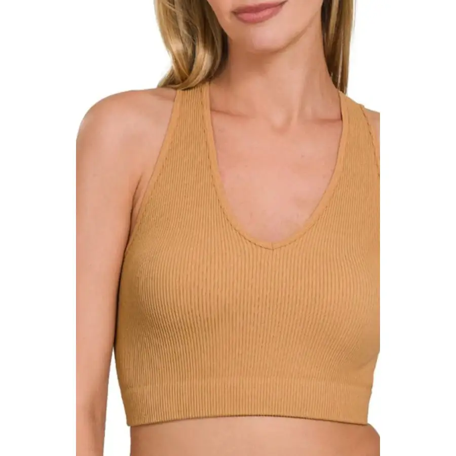 Seamless Ribbed Cropped Racerback Tank Top