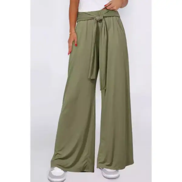 Classic Tied Wide Leg Pants with Pockets