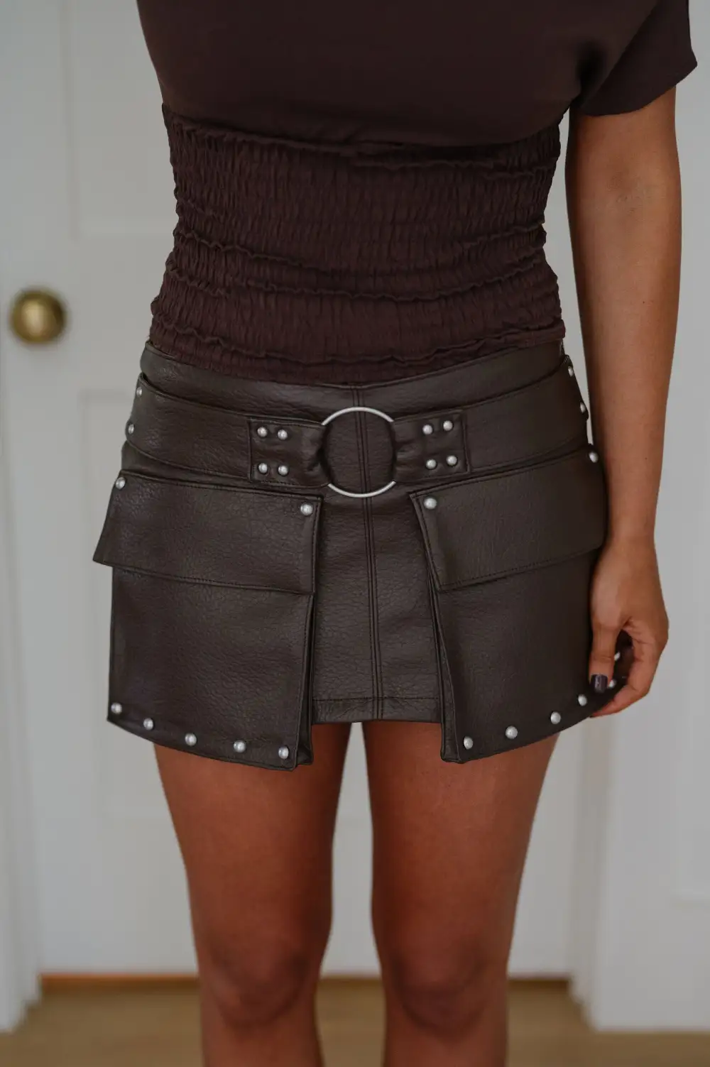 Faux Leather Low Rise Mini Skirt