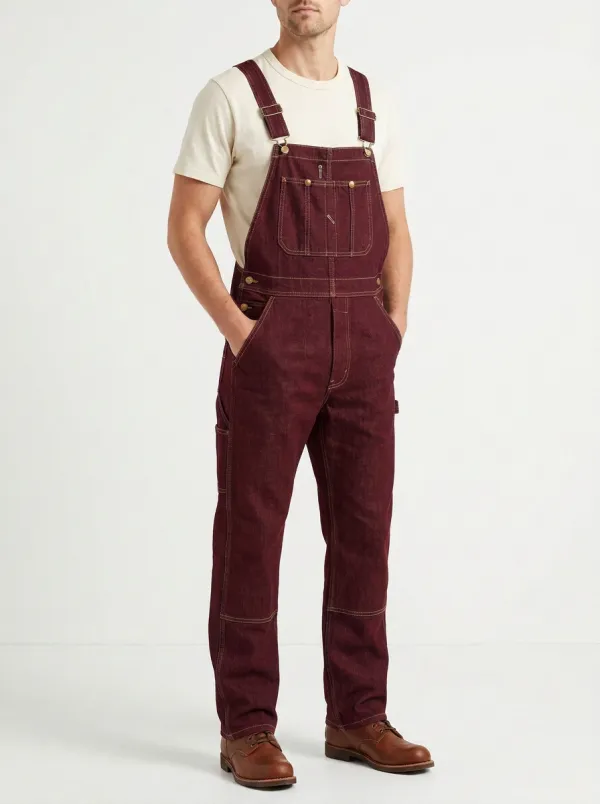 Men's Vintage Style Dark Denim Bib Overalls