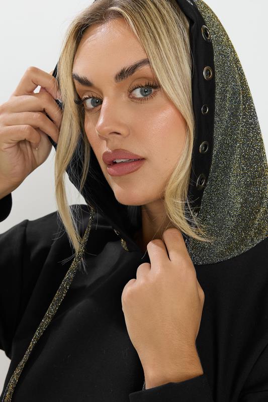 Black & Gold Shimmer Trim Eyelet Hoodie detail 3