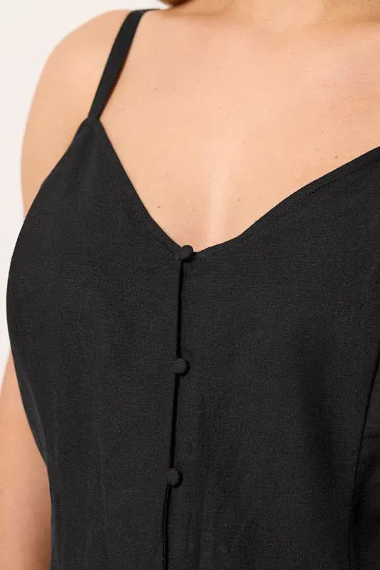 Black Linen Swing Dress