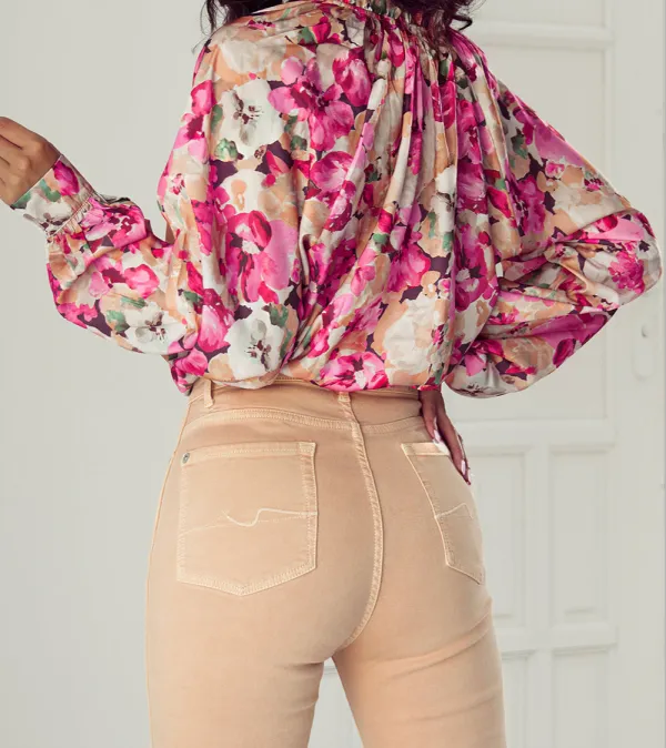 Floral Ruffled Relaxed Fit Shirt Blouse