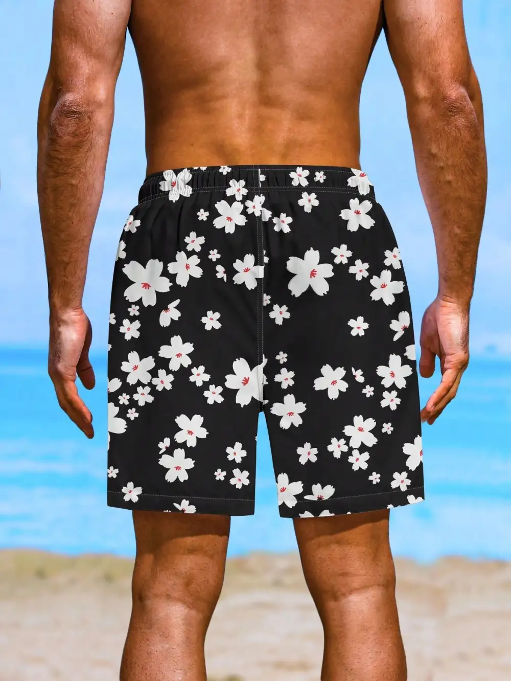 Men's Floral Print Pocket Swim Trunks