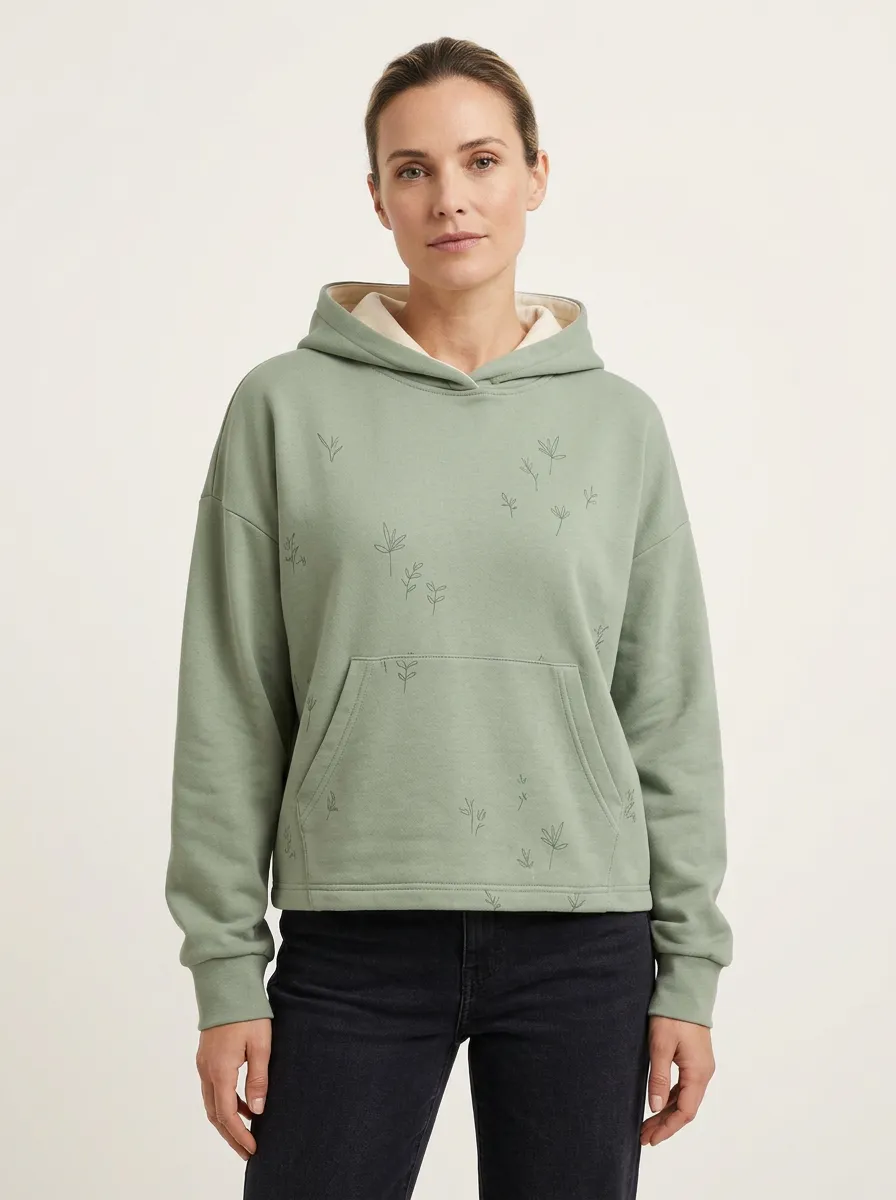 Women's Botanical Minimal Nature Inspired Graphic Hoodie