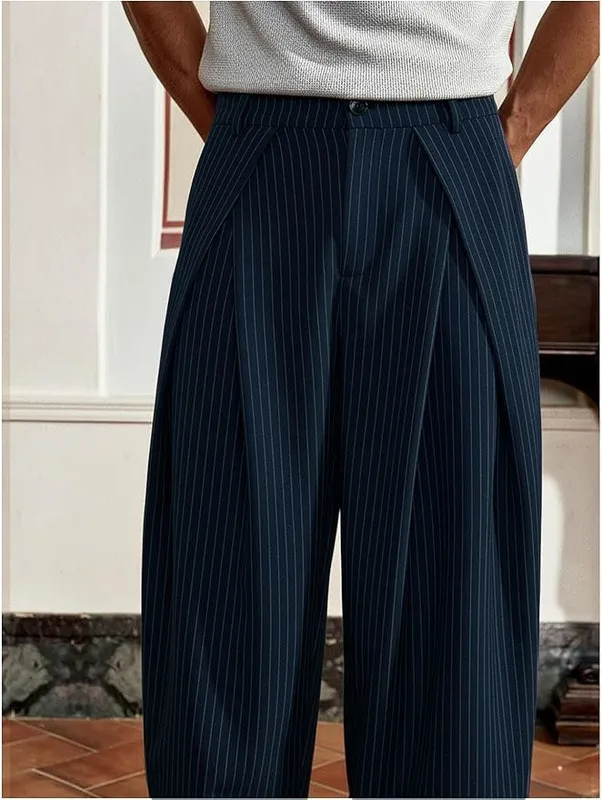 Draped Stripe Trousers