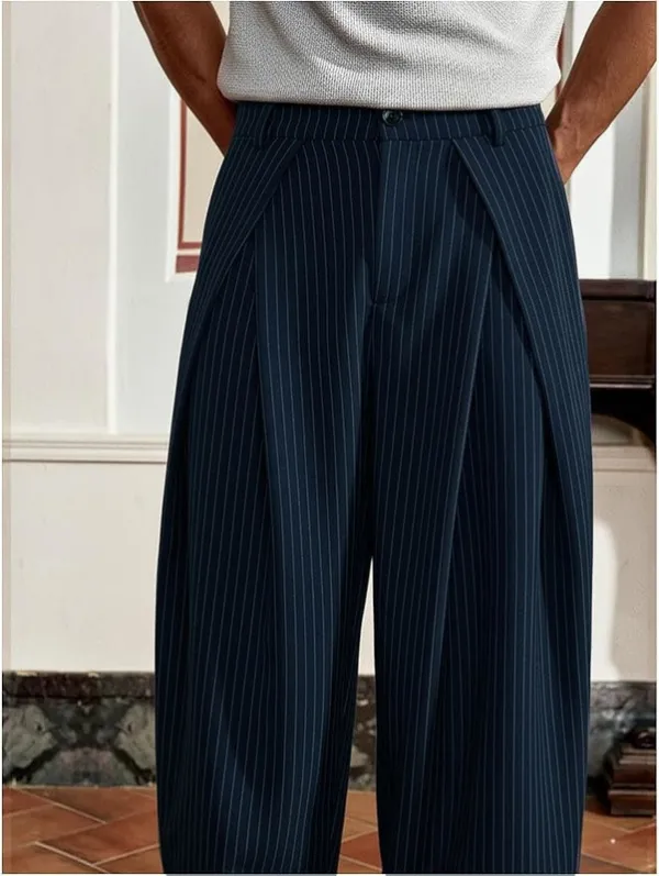 Draped Stripe Trousers