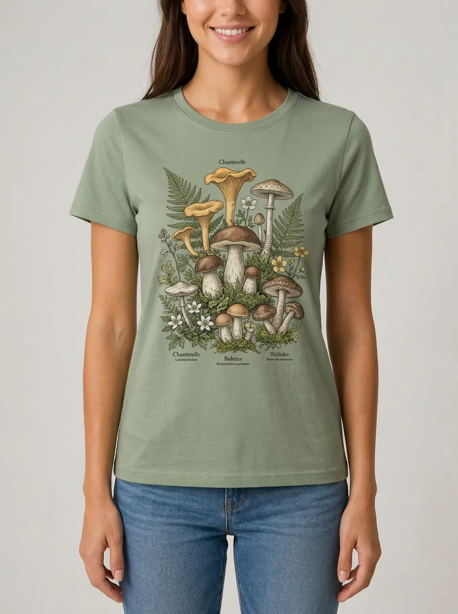 Women's Mushroom Botanical Graphic T-Shirt