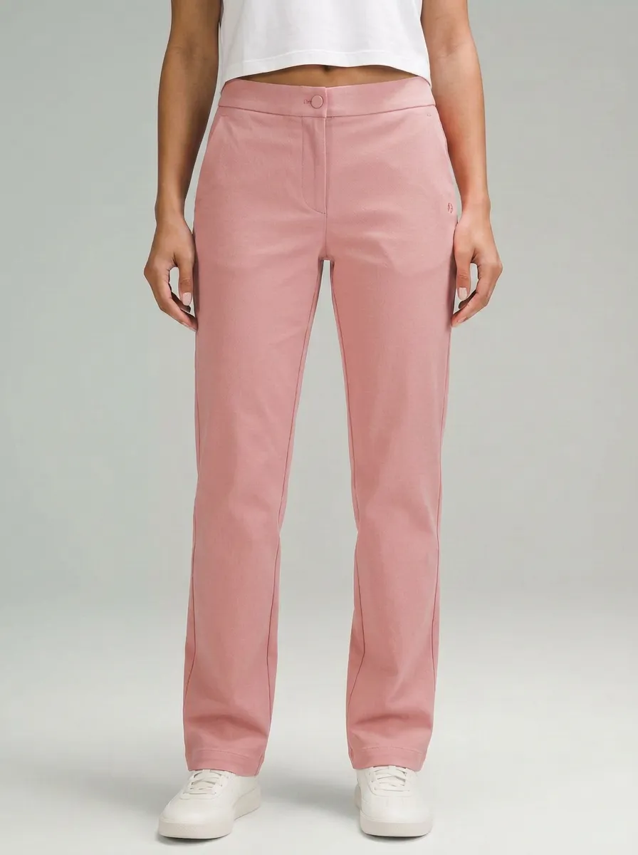 Women's Casual Minimalist Navy Solid Mid-Rise Straight Leg Pants