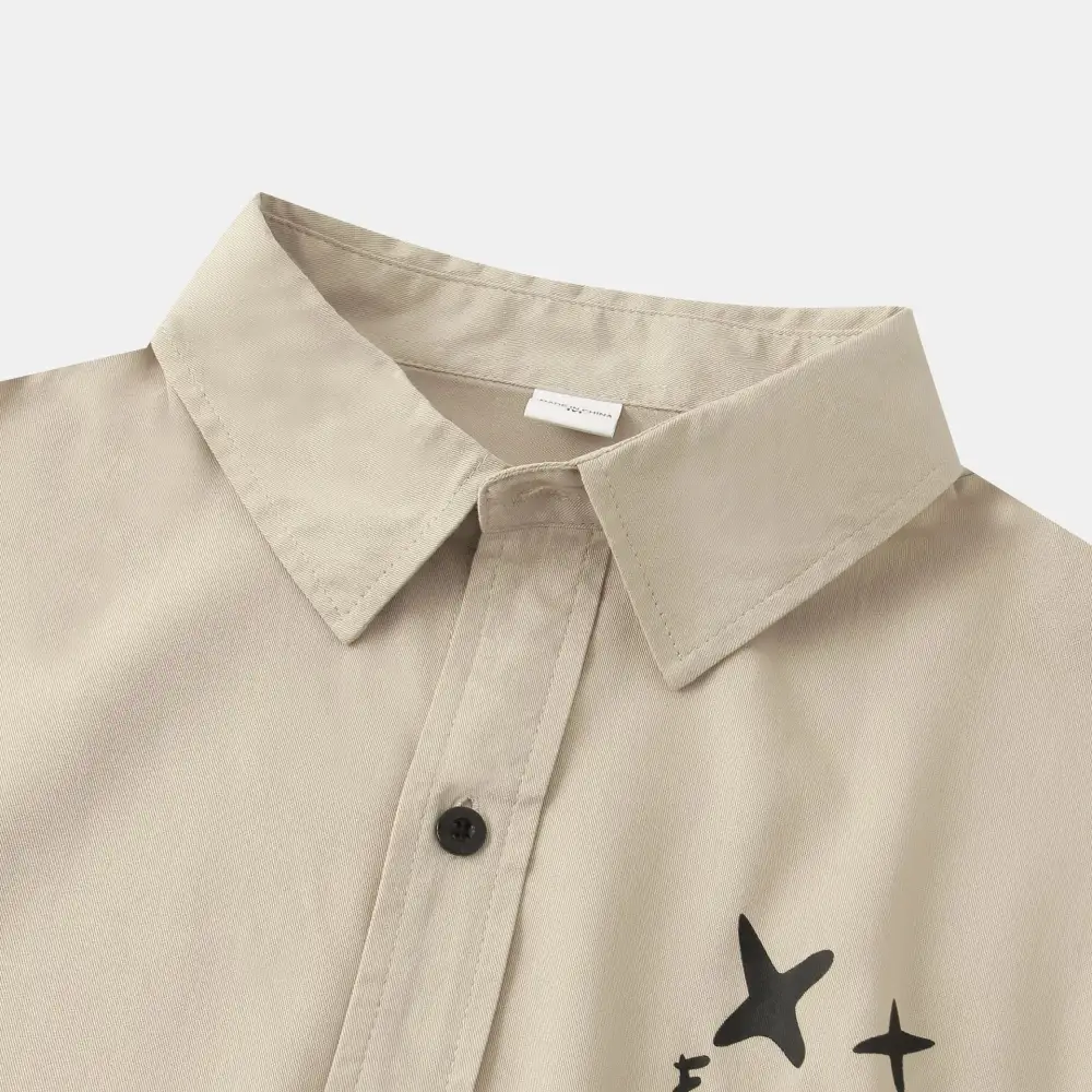 Relaxed Button Front Short Sleeve Collared Polo Shirt
