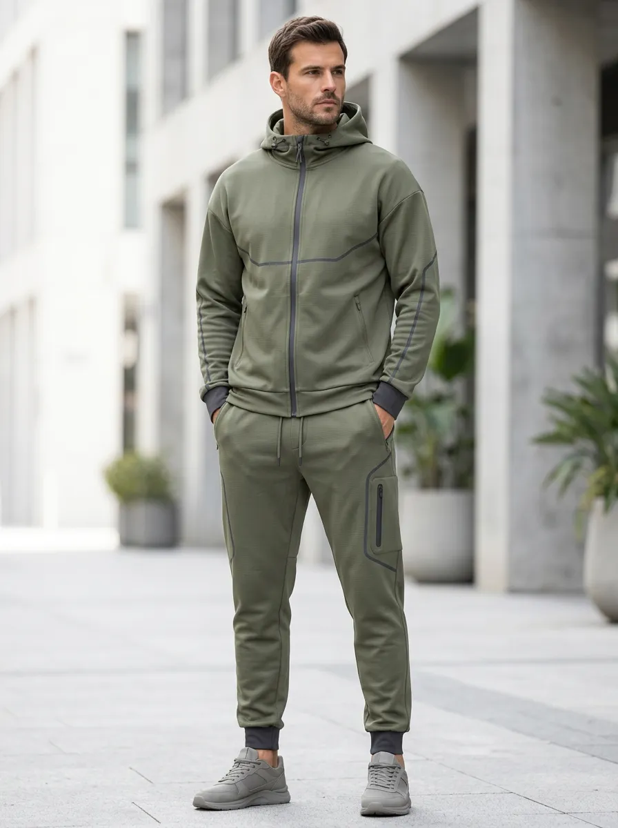Hooded Tactical-Inspired Unisex Zip Hoodie Tracksuit Sweatsuit