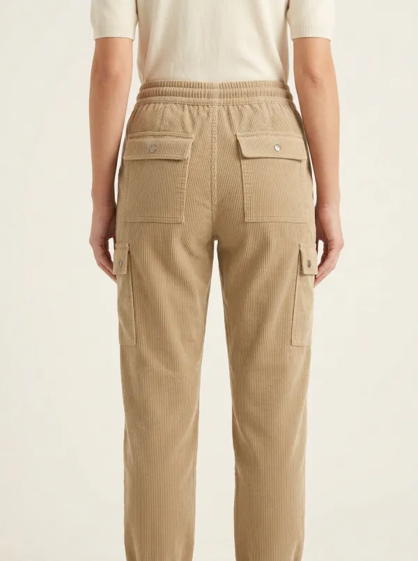 Women's Elastic Drawstring-Waist Jogger Corduroy Pants