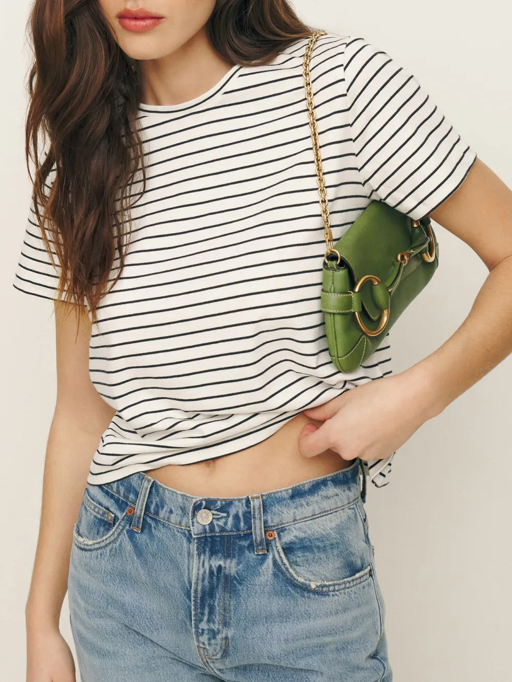 Classic Ribbed Trim Crew Neck T-Shirt