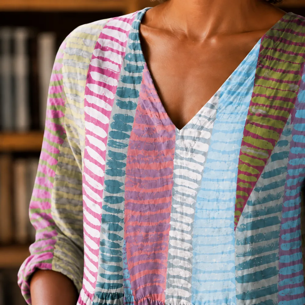 V-Neck Gathered Blouse