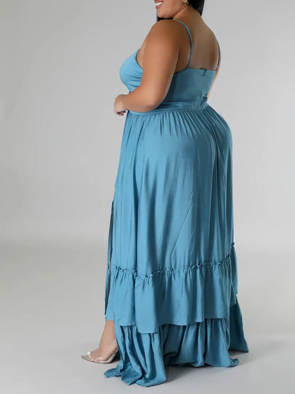 Strapless Plain Slit Dress