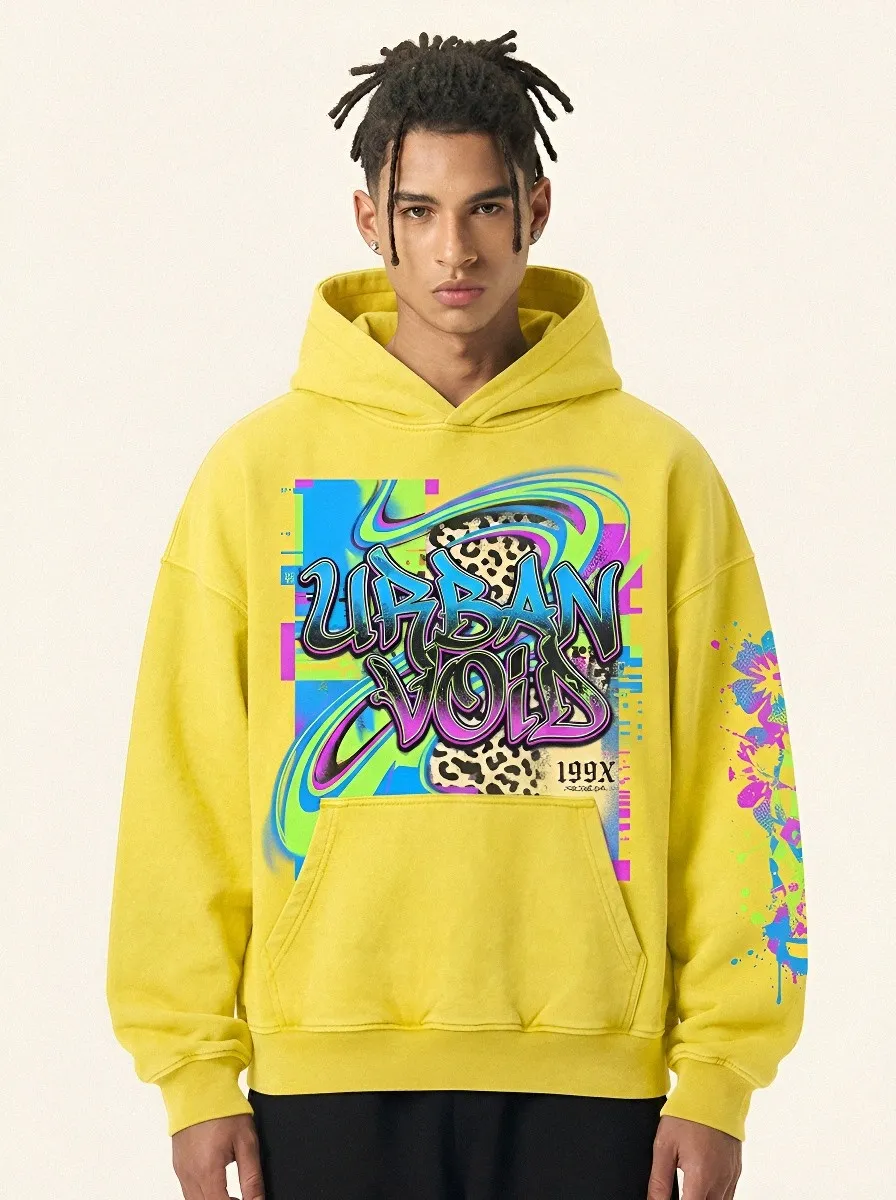 Unisex Statement Streetwear Graffiti Leopard Hoodie