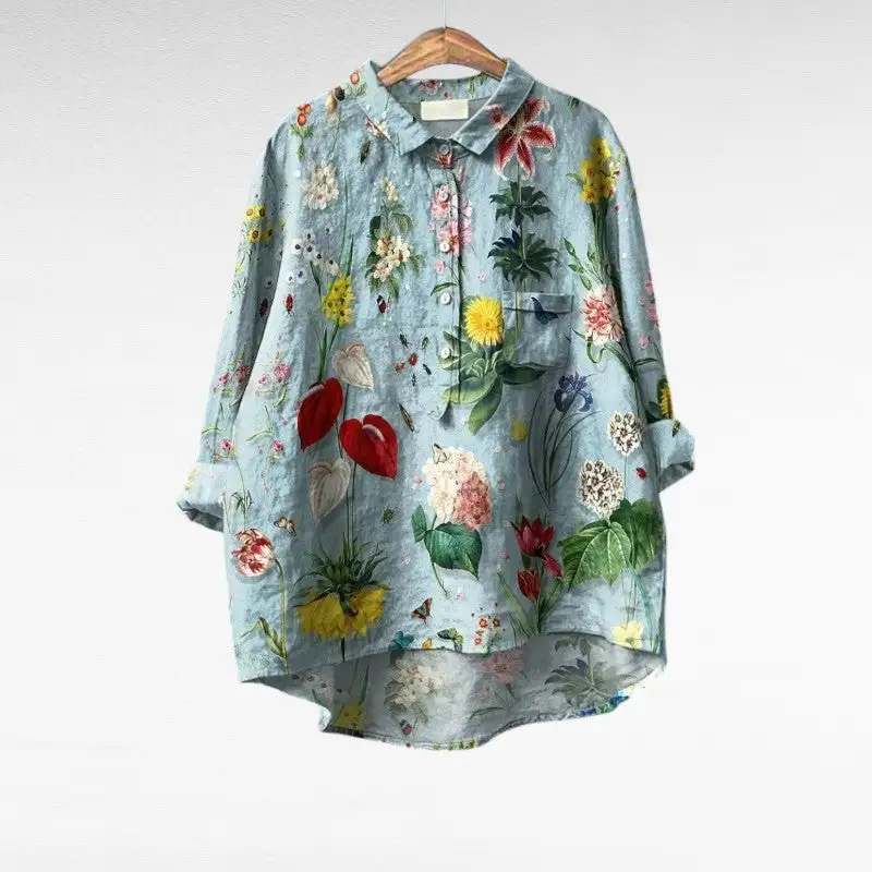 Clean Line Linen Blend Soft Tailored Blouse