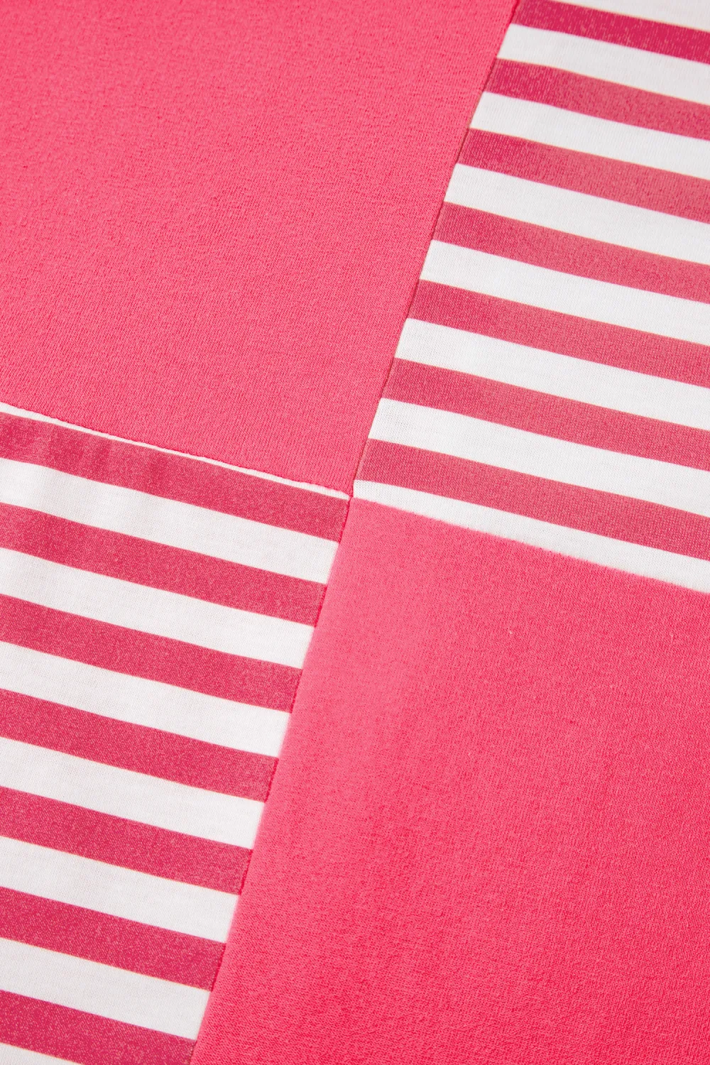 Pink Stripe Block Patchwork Drop Top