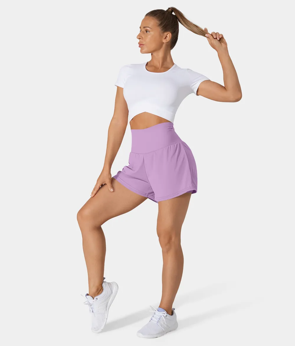 2026🔥  Super High Waisted Back Pocket & Side Hidden Pocket 2-in-1 Yoga Shorts 2.5