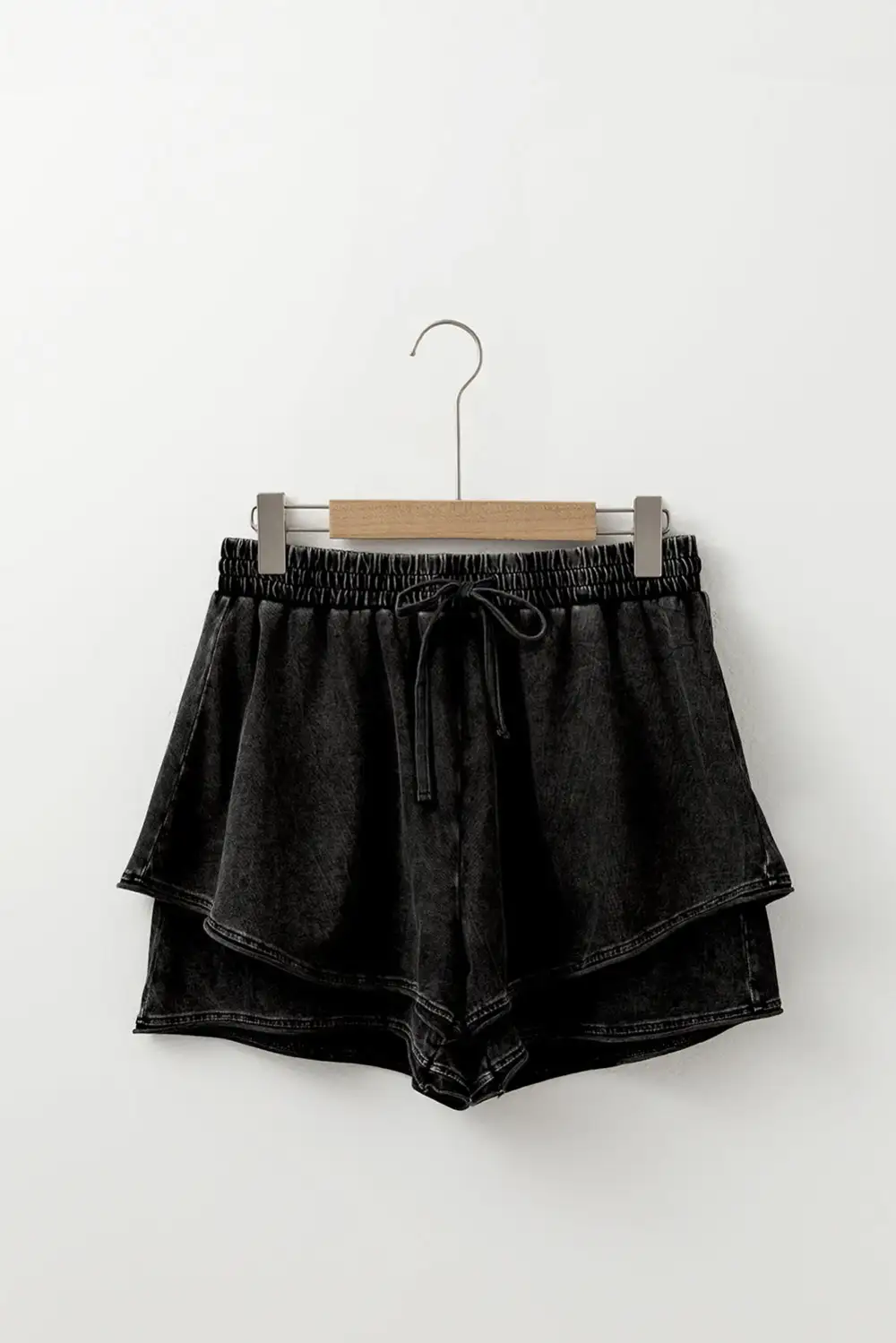 Black Mineral Wash French Terry Drawstring